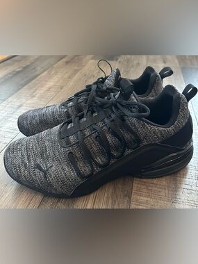 Puma Mens Size 11 Axelion Knit Running Shoes Sneakers Black Gray 194947-01